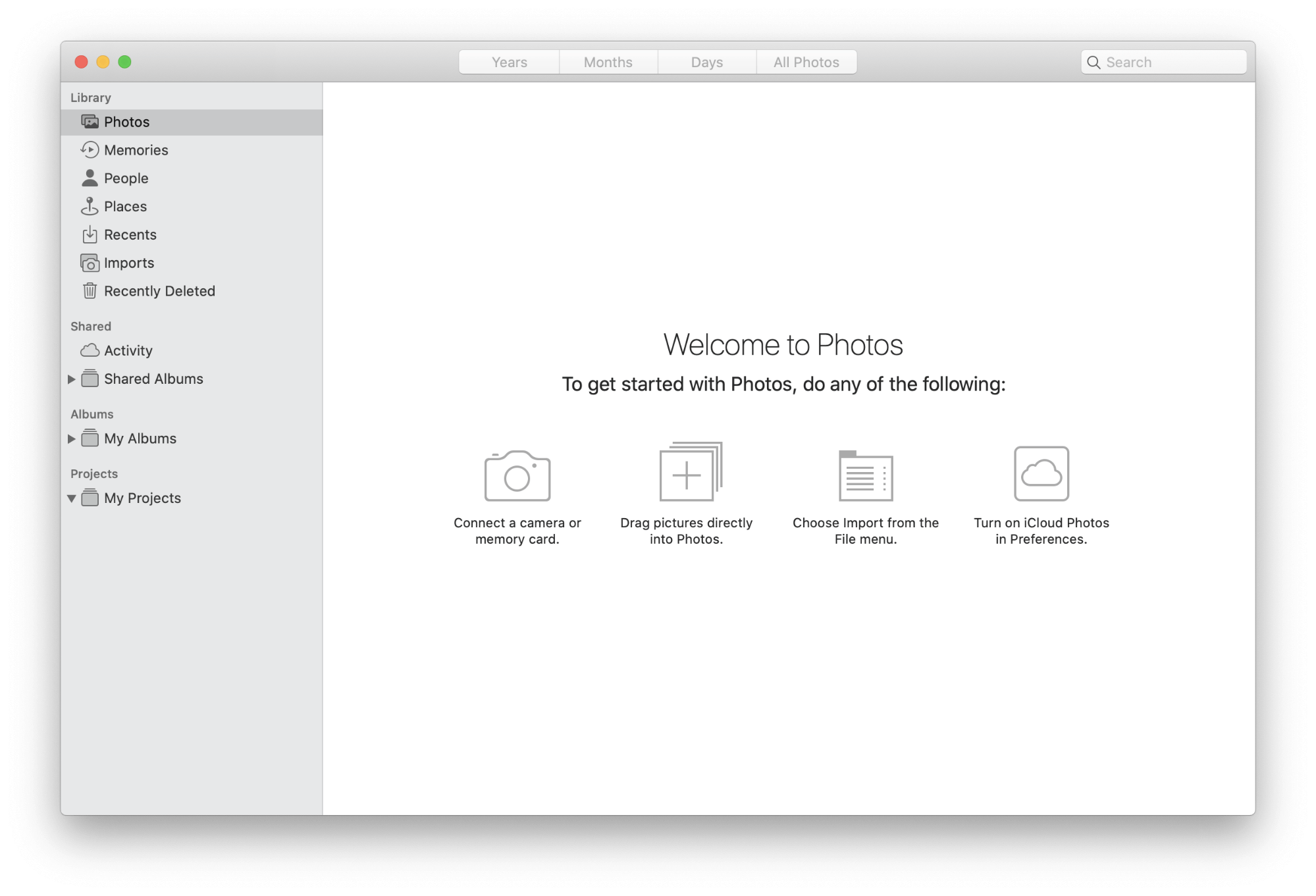 photos library is empty